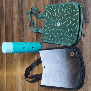 Lululemon - 2 Small Reusable Tote Gift Bags and Glass Water Bottle With Silicone